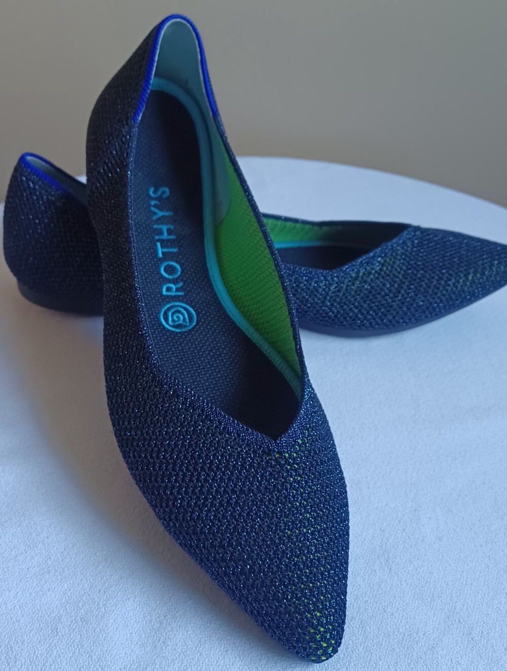 ROTHY'S metallic Lattice Stitch Point Flats 9